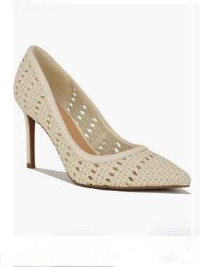 Nine West Woven Pointed-Toe Stiletto Pump in Cream size 8